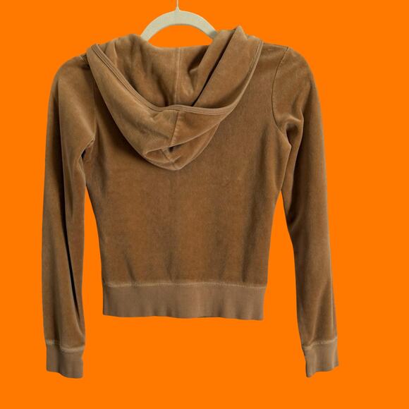 00's vintage tan velour y2k track jacket Petite XS juicy couture - Picture 6 of 8